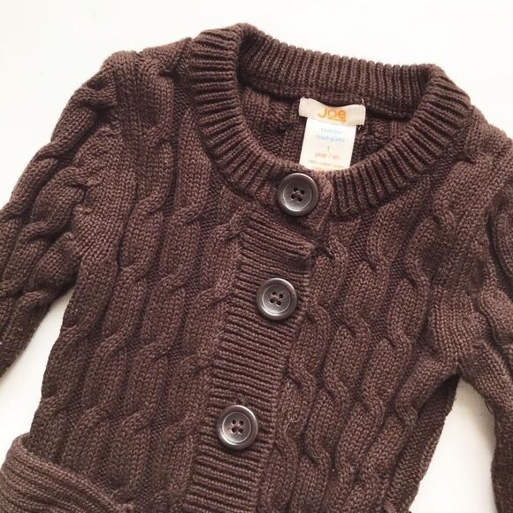 Joe Fresh brown cable knit long cardigan EUC 1 yr - Picture 2 of 4